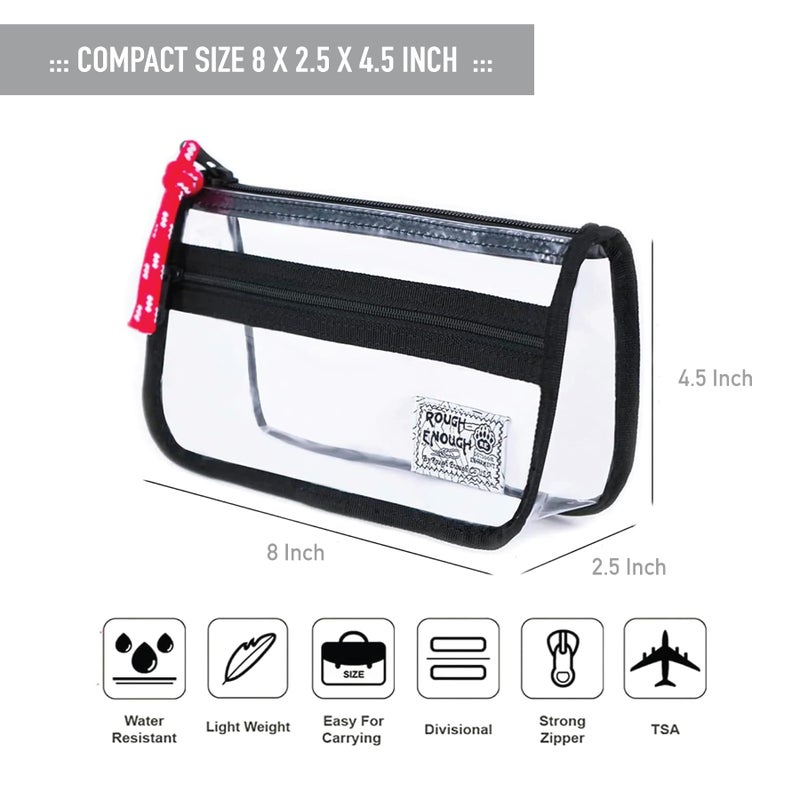 RE ROUGH ENOUGH Rough Enough Clear Pencil Pouch Case Bag for Girls Kids for School Stationary Art Supplies - Image 3